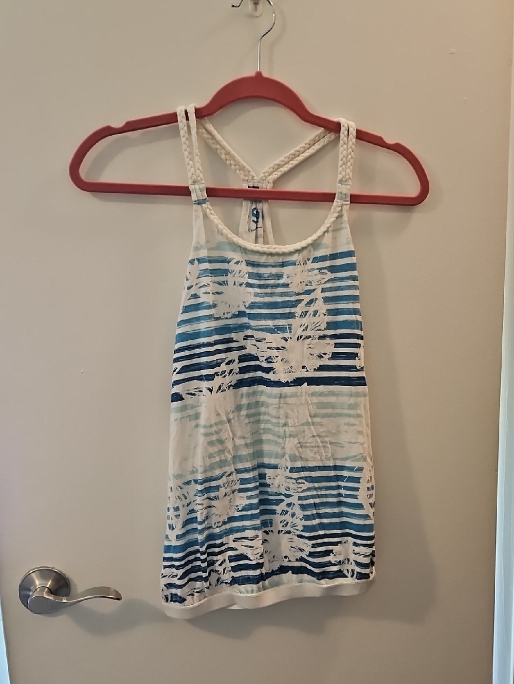 Blue Striped Butterfly Racerback Tank Top